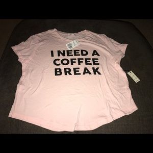 Forever 21 sleep crop shirt pink/blk Large